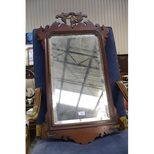 784 - Antique English mahogany George III mirror, approx 93cm x 52cm