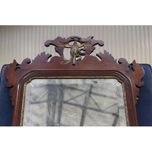 784 - Antique English mahogany George III mirror, approx 93cm x 52cm