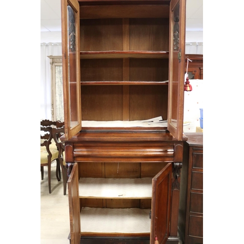 865 - Antique Australian cedar two height bookcase, approx 210cm H x 92cm W x 38cm D