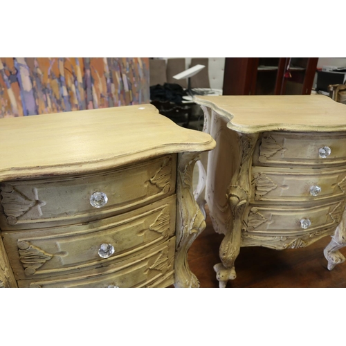 870 - Pair of painted nightstands, each approx 64cm H x 61cm W x 44cm D (2)