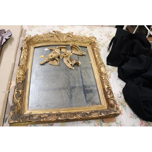 887 - Antique French giltwood mirror, damages see pictures, approx 78cm x 59cm