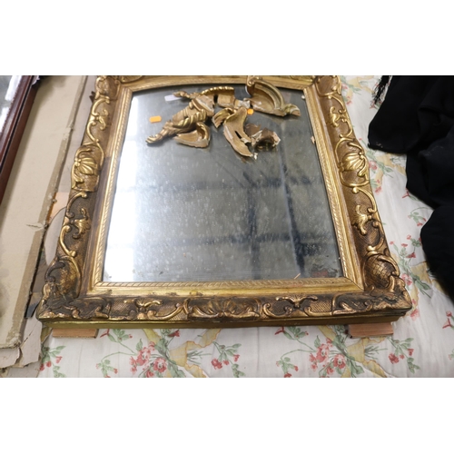 887 - Antique French giltwood mirror, damages see pictures, approx 78cm x 59cm