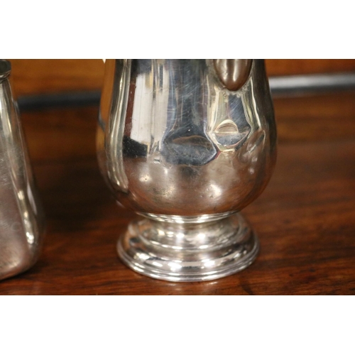 809 - Two hallmarked silver pieces, jug and a small vase, approx 10cm H & shorter & total approx 153 grams... 