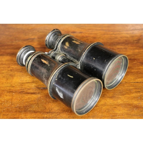 815 - Pair of antique 19th century binoculars, unmarked, engraved From Joe to Jack 23 March 1875