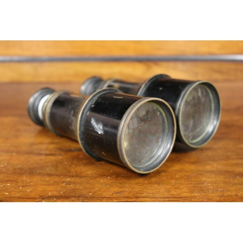815 - Pair of antique 19th century binoculars, unmarked, engraved From Joe to Jack 23 March 1875