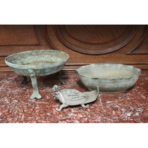 823 - Oriental cast mythical turtle with bowls (3)