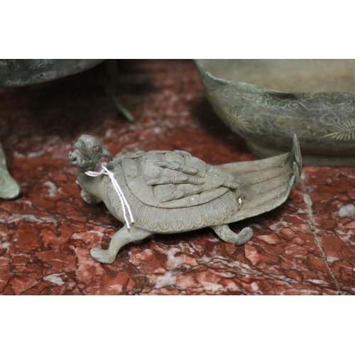 823 - Oriental cast mythical turtle with bowls (3)
