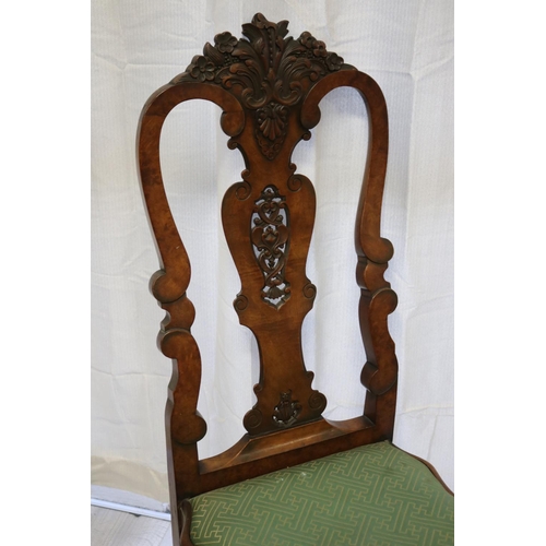 871 - Good quality walnut Dutch side chair, finely carved pierced back