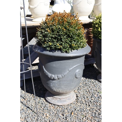 13 - Pair of large painted pottery pots Anduze style with ball Buxus, pots only approx 69cm H x 62cm Dia ... 