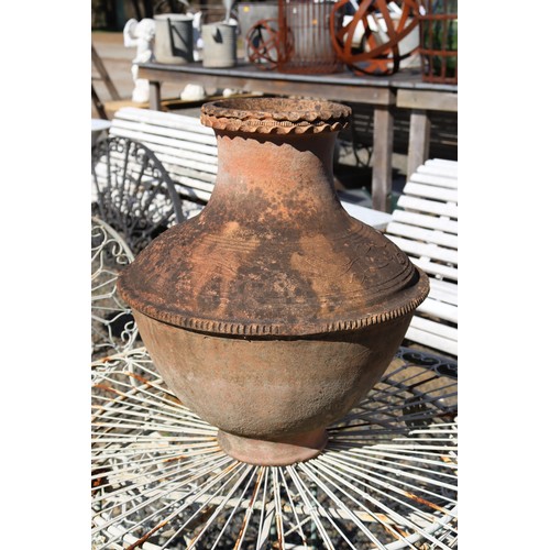 39 - Antique French Eastern design terracotta pot, approx 52cm H