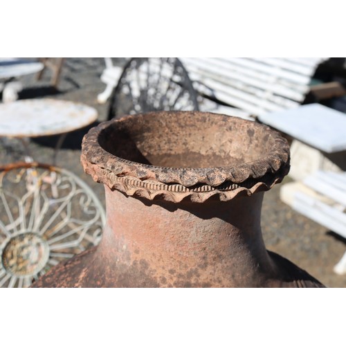 39 - Antique French Eastern design terracotta pot, approx 52cm H