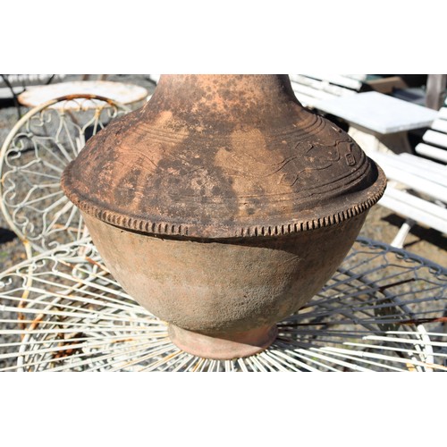 39 - Antique French Eastern design terracotta pot, approx 52cm H