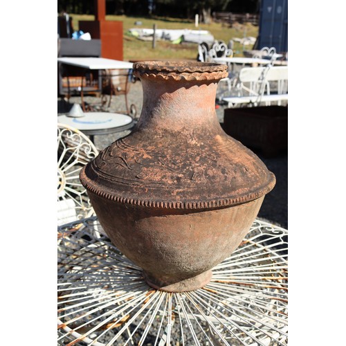 39 - Antique French Eastern design terracotta pot, approx 52cm H