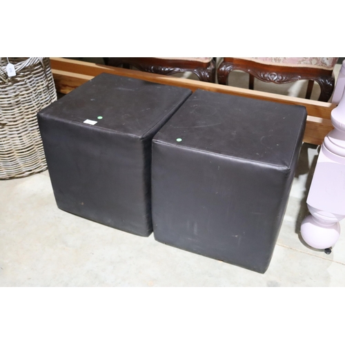 369 - Pair of leather style cube foot stools, approx 41cm Sq (2)