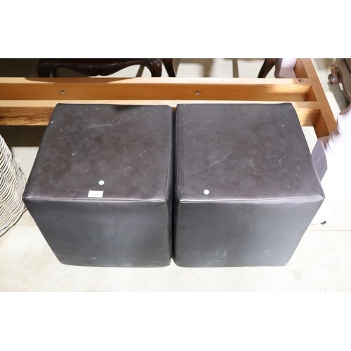 369 - Pair of leather style cube foot stools, approx 41cm Sq (2)