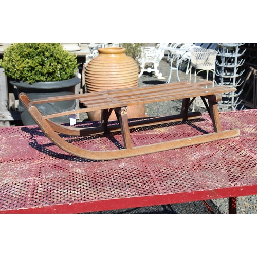 372 - Antique wooden toboggan, AF, approx 90cm L