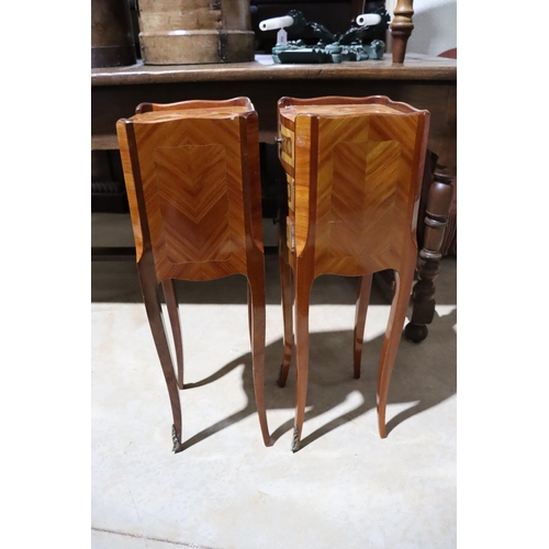 457 - Pair of French petit nightstands, approx 68cm H x 21cm W x 22cm D (2)