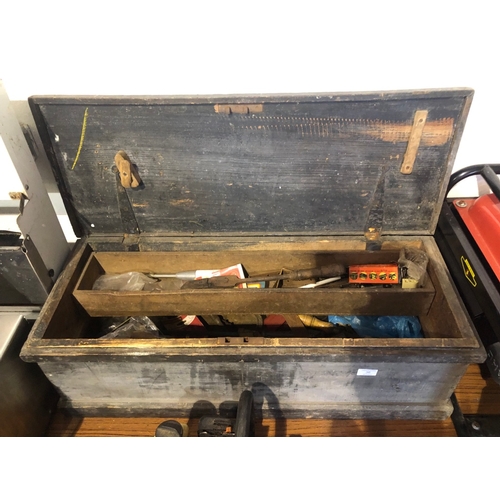 36 - Old tool box and contents