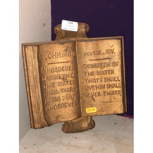 184 - Old cast iron plaque with religious Psalm