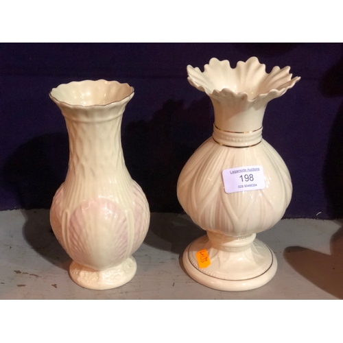 198 - 2 Belleek vases