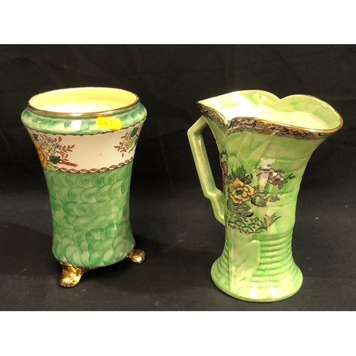 236 - Maling pottery vase with one other jug which has been damaged and repaired