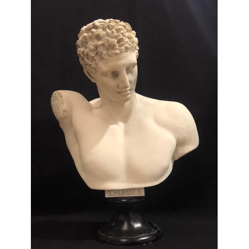 81 - Large Grecian style bust, entitled Hermes