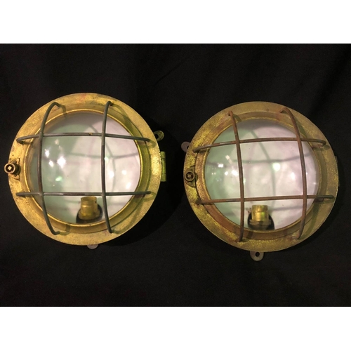 130 - 2 brass light fittings in the form of port holes