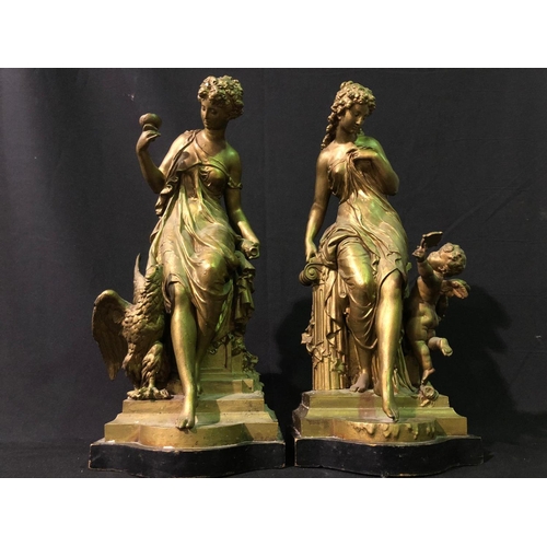 154 - Large pair of Victorian spelter figures, 57cm