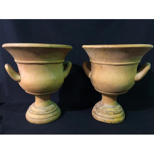 162 - Large pair of box wood vases, 46cm