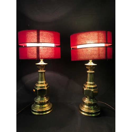 165 - Large pair of brass lamps, 67cm