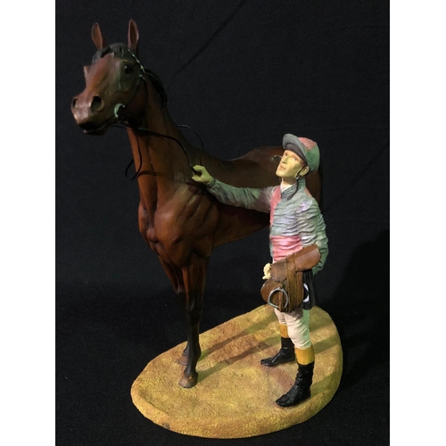 350 - Large race horse and jockey ornament, Hamilton collection