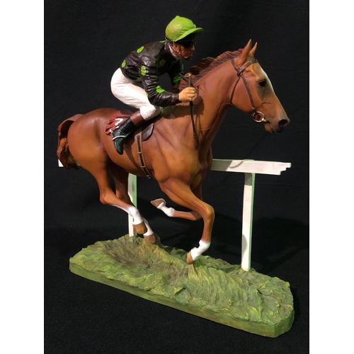 351 - Large race horse and jockey ornament Hamilton collection