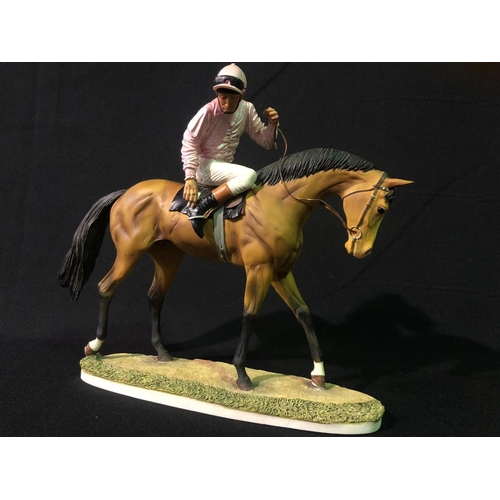 353 - Large race horse and jockey ornament, Hamilton collection