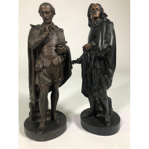 326 - Late 19th Century spelter figures of Shakespeare and Milton, 43cm tall