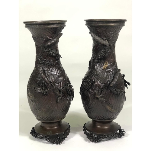 327 - Pair of quality 19th Century Japanese bronze vases, 38cm tall