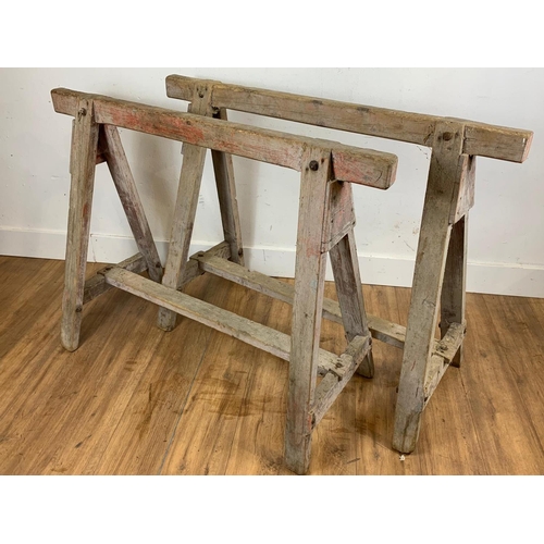 173 - 2 Large wooden trestle stands, 93cm x 123cm