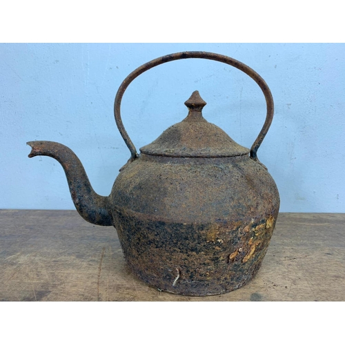 182 - Victorian Cast iron kettle