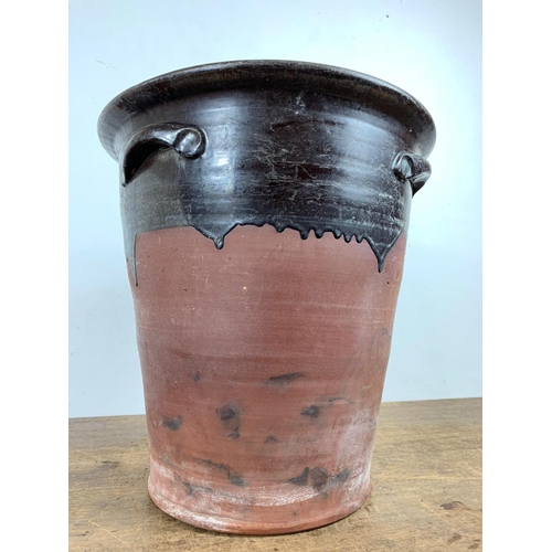 188 - Late 19th Century early 20th century stoneware crock with handles, H.43cm, W.42cm