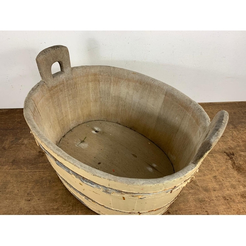 189 - Late Victorian wooden tub, height 28 cms width 52cm