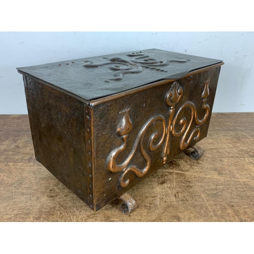 208 - Art nouveau coal box circa 1900, 28cm x 48cm