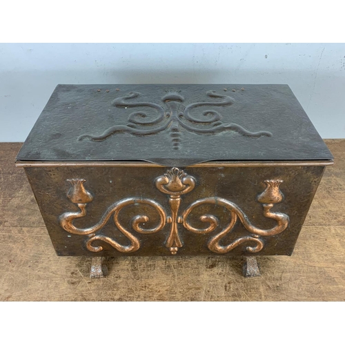 208 - Art nouveau coal box circa 1900, 28cm x 48cm