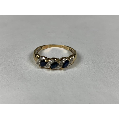 268 - 9ct gold Eternity ring, diamond sapphire, size N