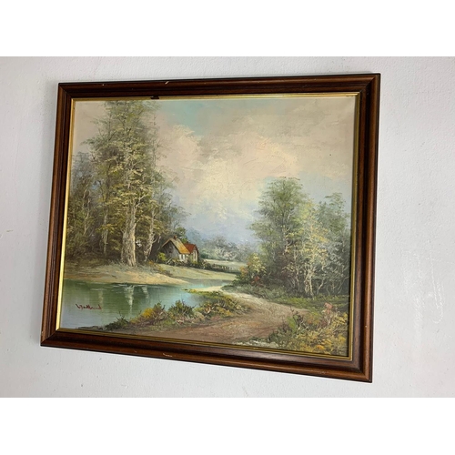 1059 - Large framed oil painting, 69cm x 59cm