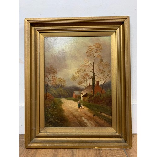 1068 - Gilt framed oil painting, 44cm x 54cm