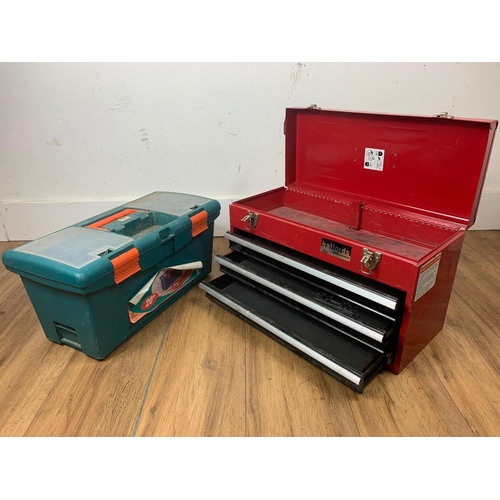 22 - Metal tool chest with tool box