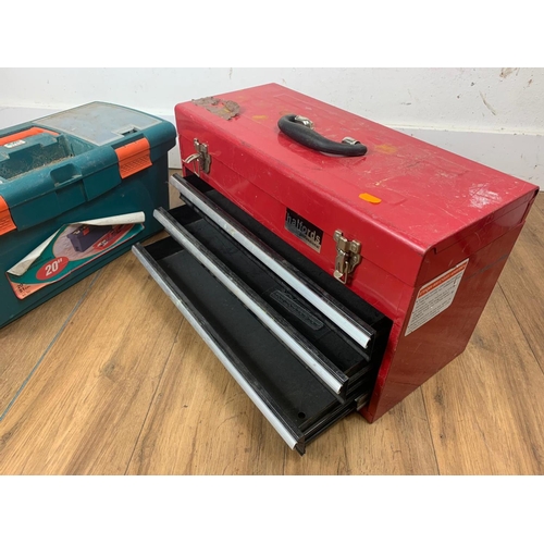 22 - Metal tool chest with tool box