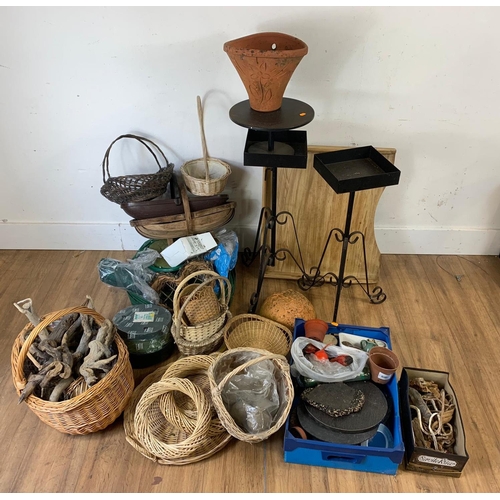 3 - Sundry lot including baskets, candlesticks etc