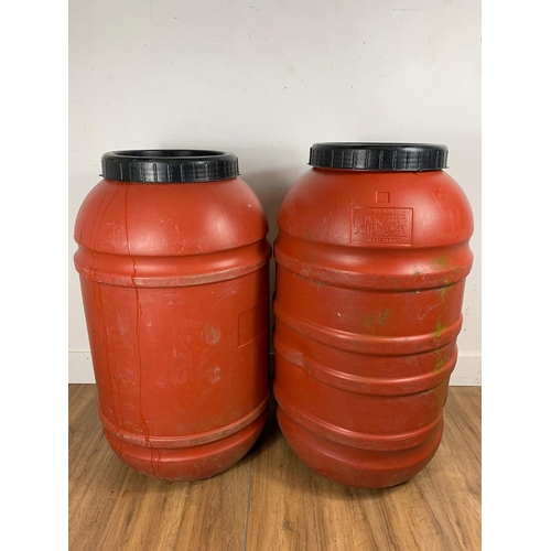 35 - 2 large plastic barrels with lids, 112cm