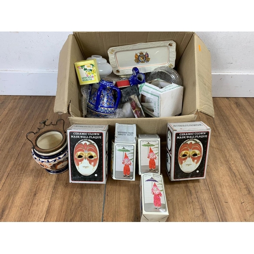 45 - Box lot of pottery and plaques etc