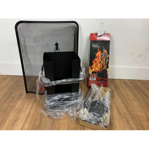 57 - New companion set, fire guard and log holder